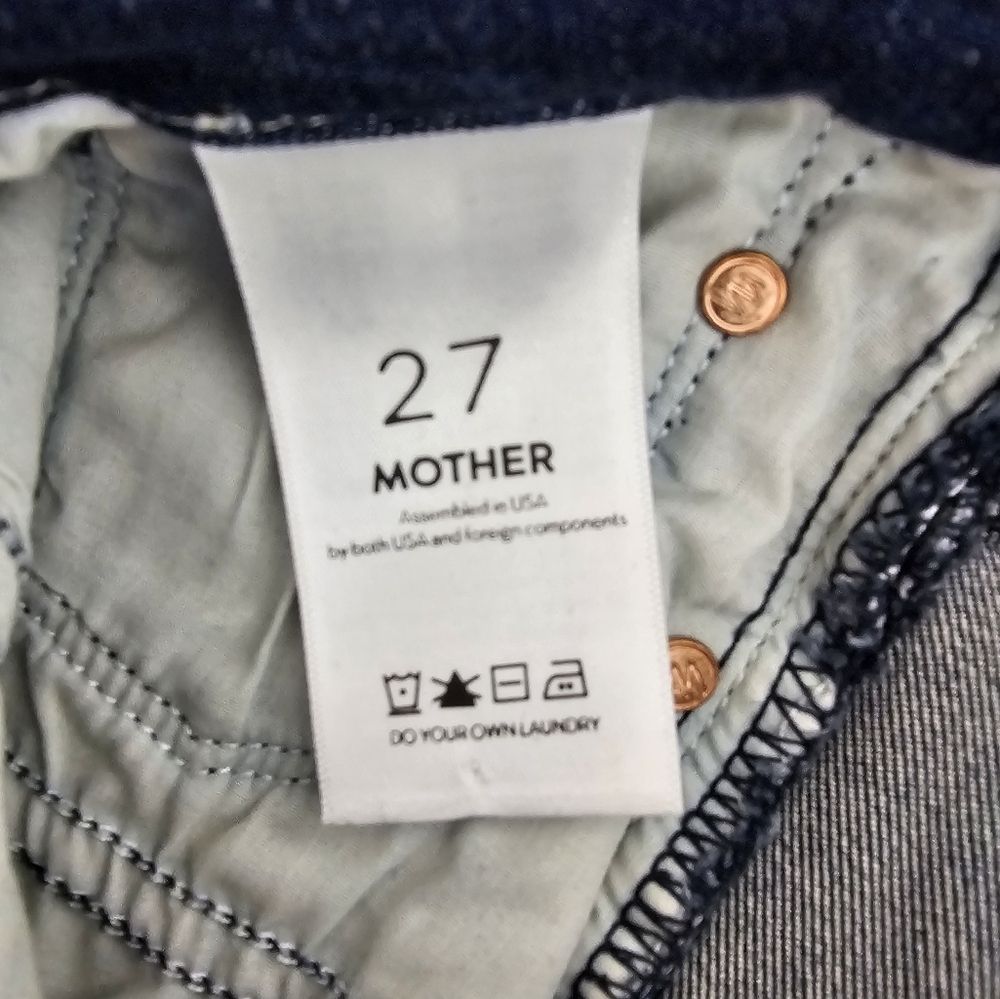 MOTHER High Waisted Looker Ankle Fray‎ High Rise Skinny Blue Jeans 27 Preowned - Picture 9 of 10